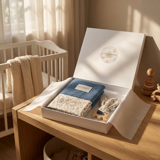 Coffret naissance personnalisé – Protège carnet de santé & anneau de dentition