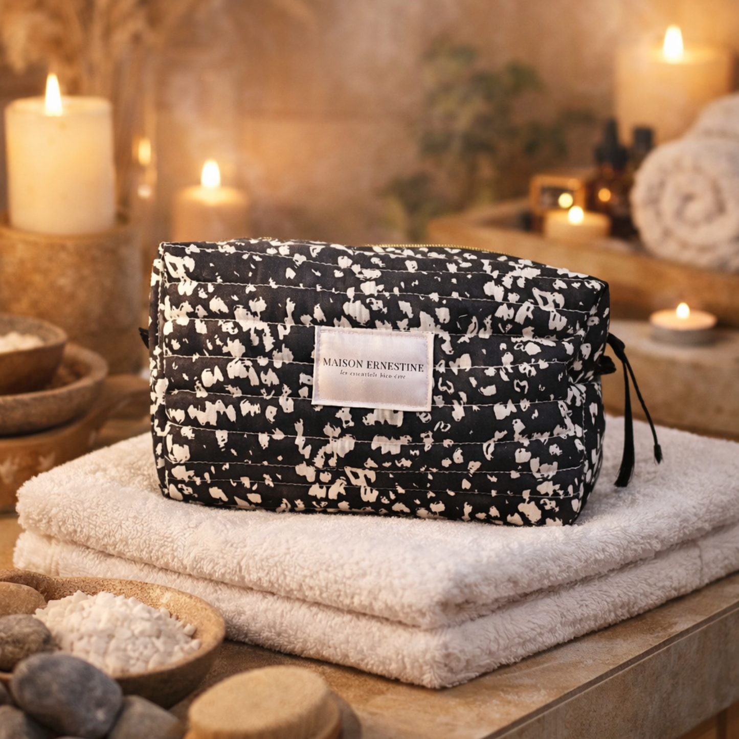 Trousse de toilette imperméable grand format en coton