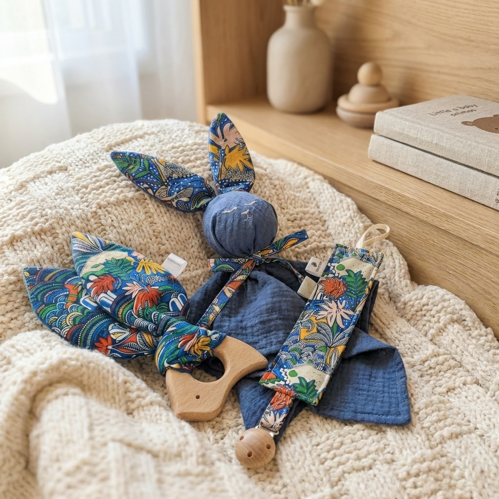 Doudou lapin bébé collection capsule Anatole