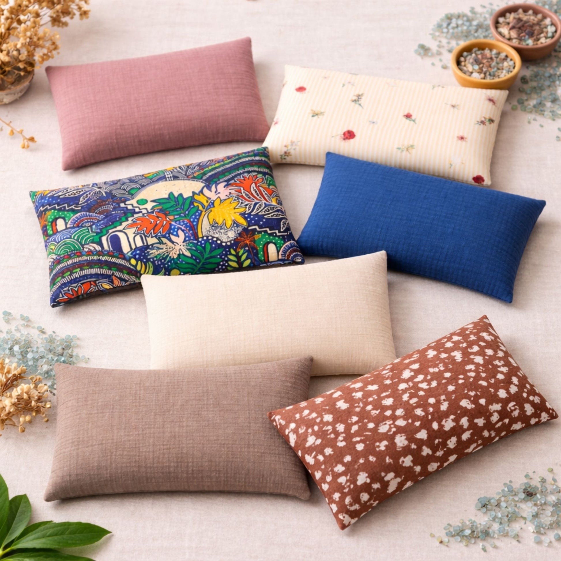 Bouillottes naturelles déhoussables garnies de graines de lin