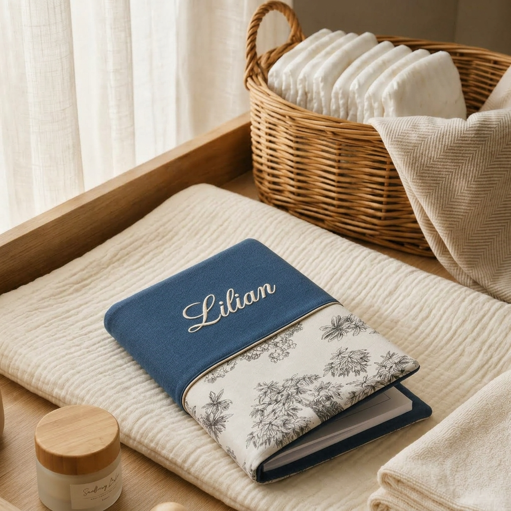 Protège carnet de santé bébé personnalisé- cadeau de naissance artisanal