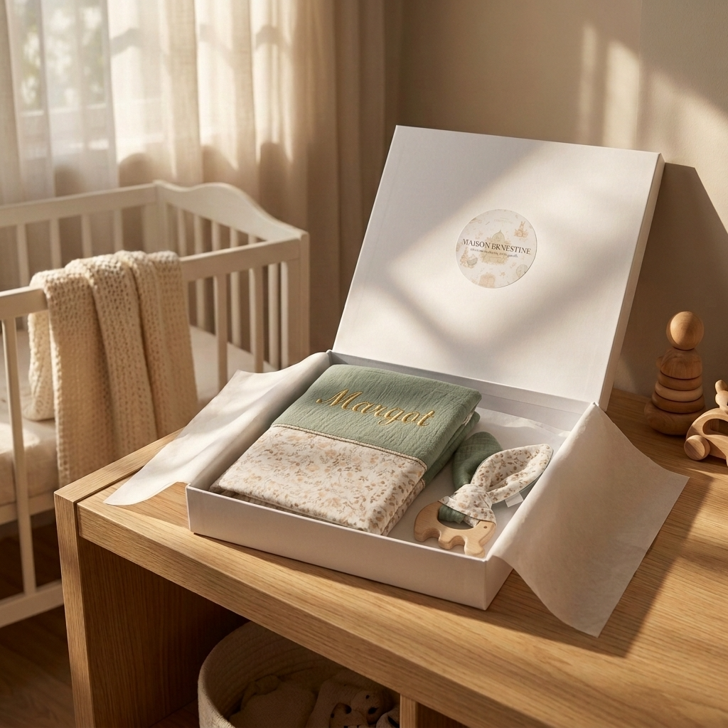 Coffret naissance personnalisé – Protège carnet de santé & anneau de dentition