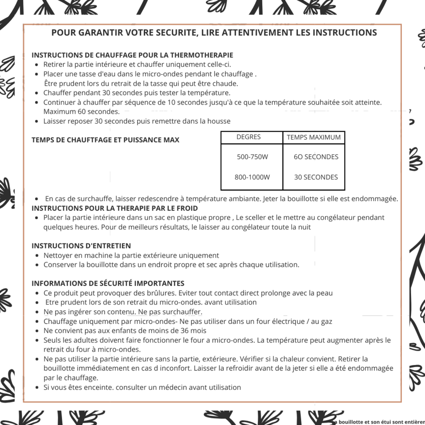 instructions bouillottes cervicale aux graines de lin 