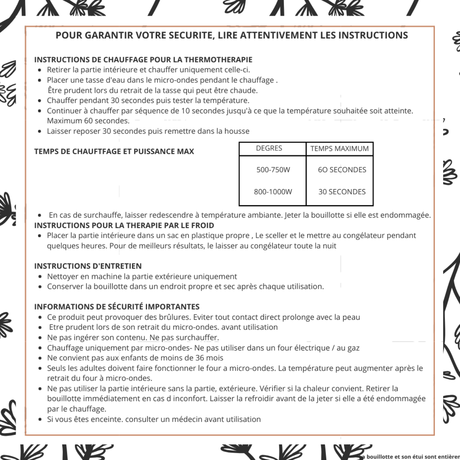 instructions bouillottes cervicale aux graines de lin 