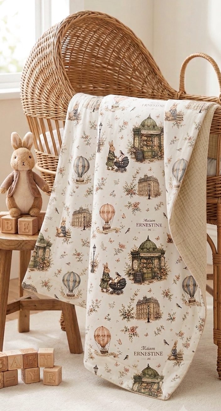 Couverture bébé 100 x 75 cm personnalisable Été ou Hiver collection signature kiosque aux merveilles