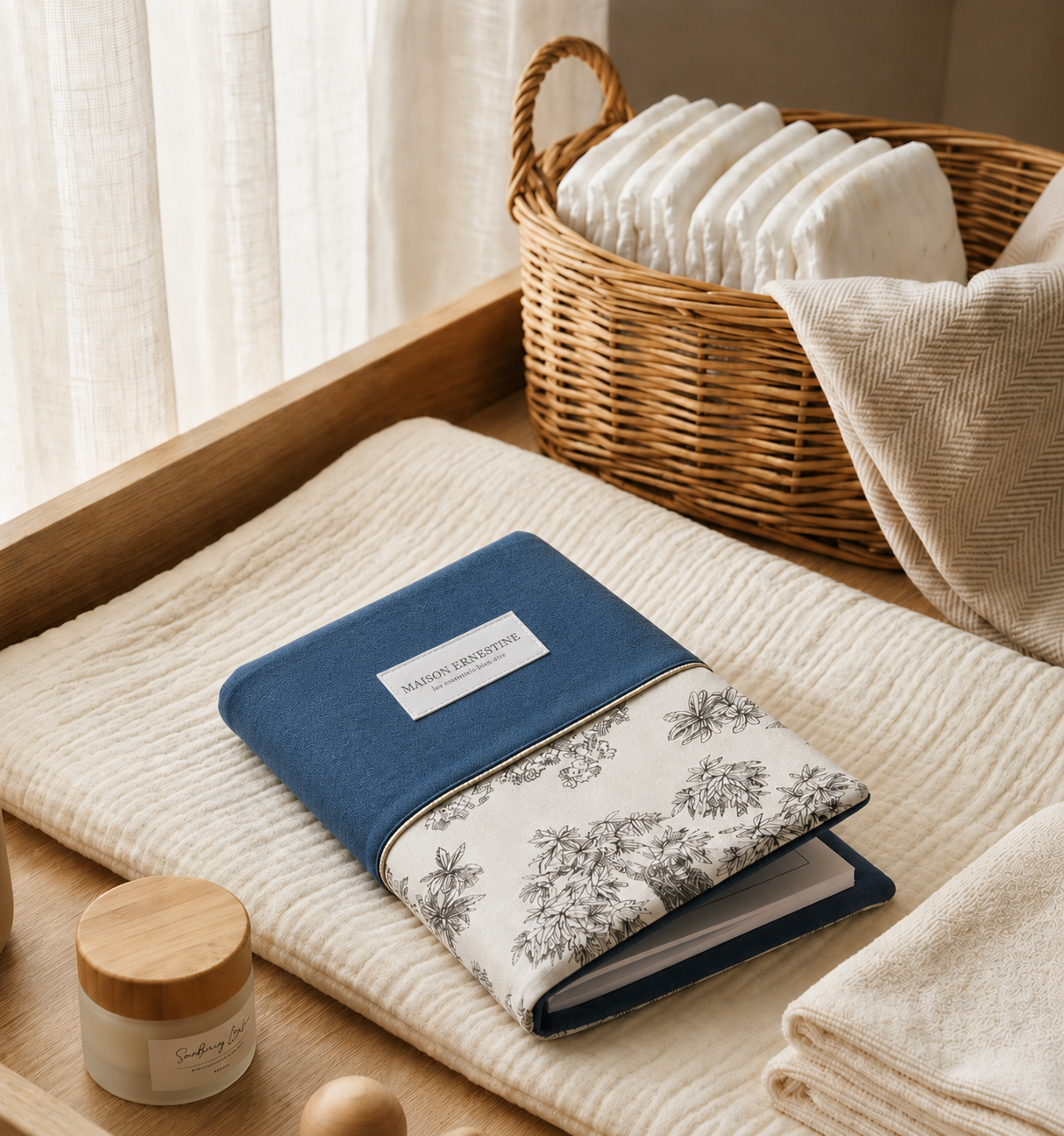 Protège carnet de santé bébé personnalisé- cadeau de naissance artisanal