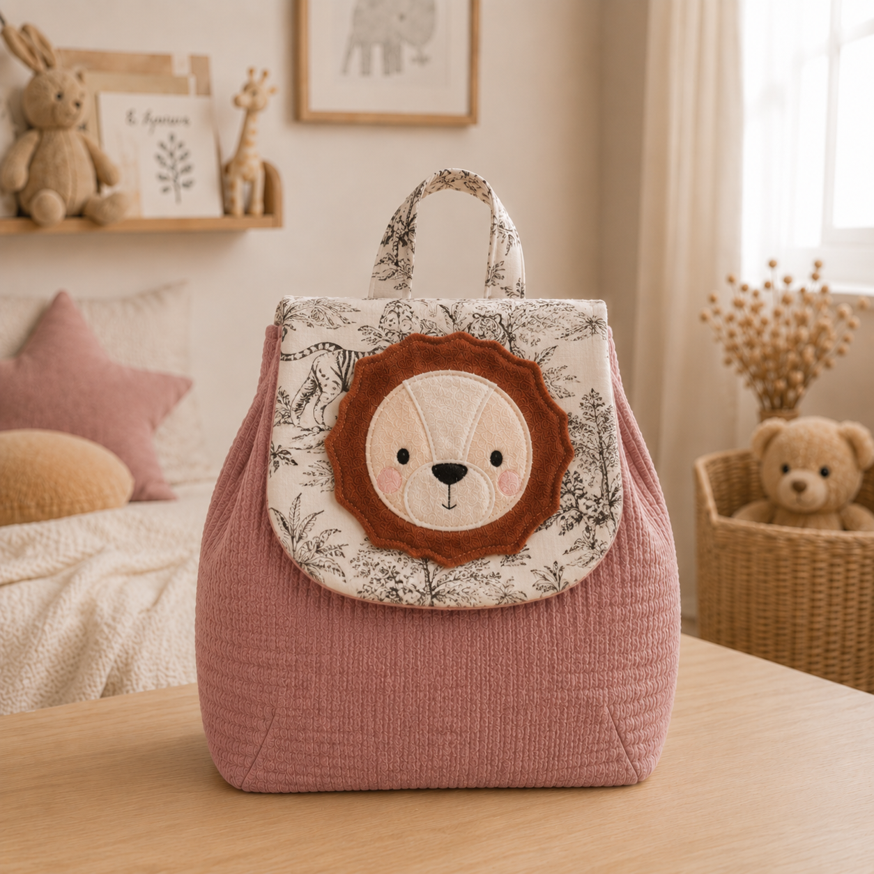 Sac à dos  bébé Lion personnalisable pour la crèche