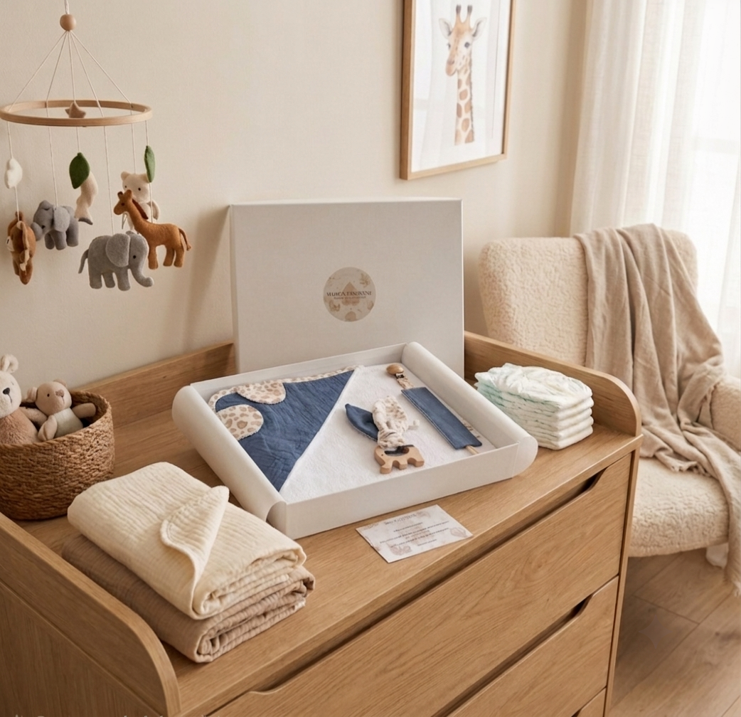 Coffret naissance personnalisé – Cadeau bébé prêt à offrir ( cape de bain + accessoires)
