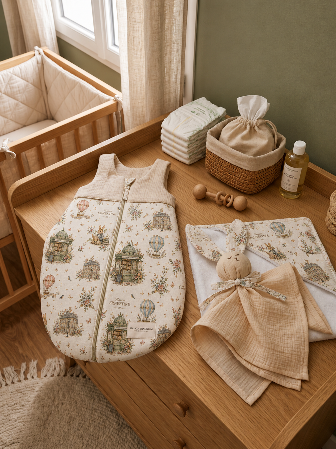 Gigoteuse bébé en coton certifié OEKO-TEX collection signature kiosque aux merveilles