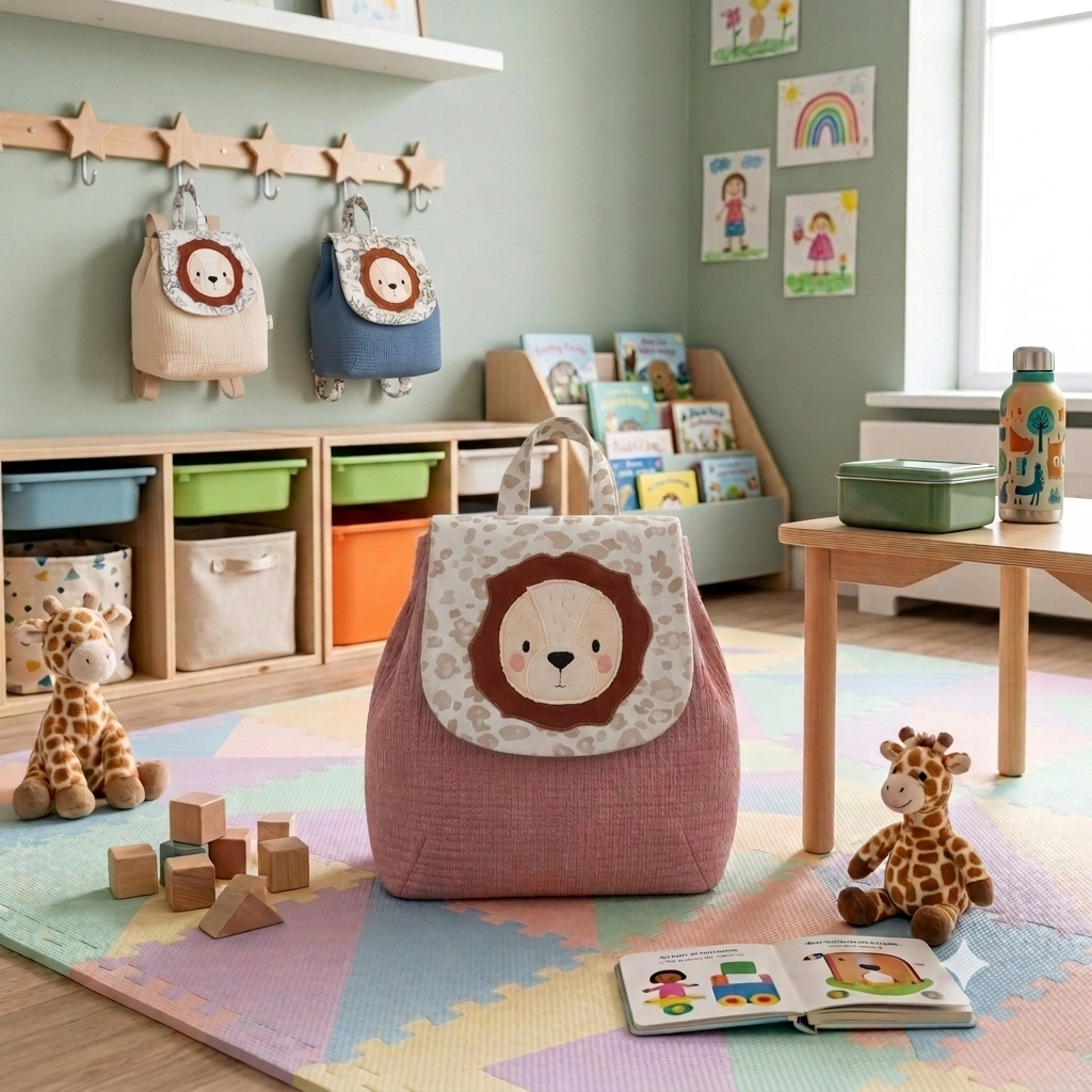 Sac à dos  bébé Lion personnalisable pour la crèche