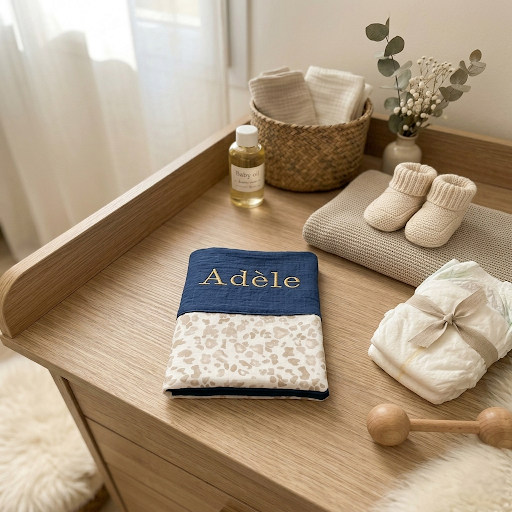 Protège carnet de santé bébé personnalisé- cadeau de naissance artisanal