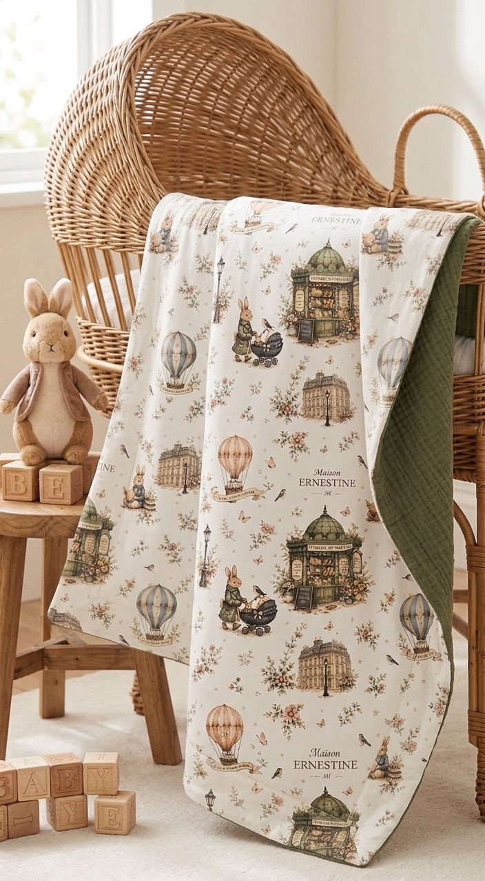 Couverture bébé 100 x 75 cm personnalisable Été ou Hiver collection signature kiosque aux merveilles