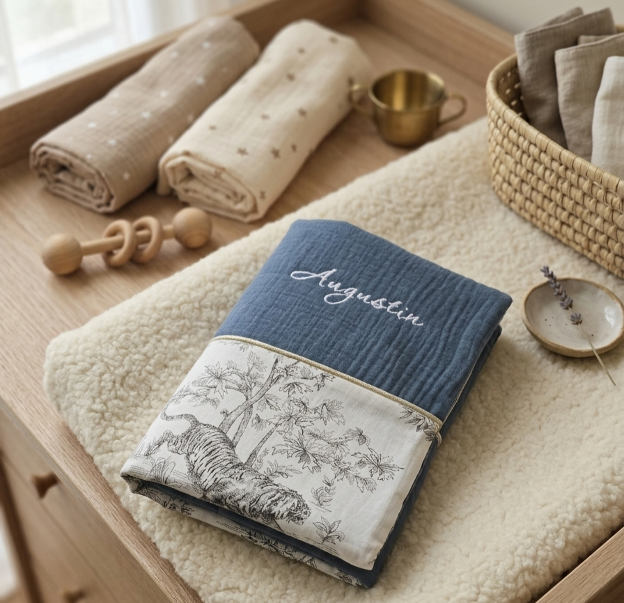 Protège carnet de santé bébé personnalisé- cadeau de naissance artisanal