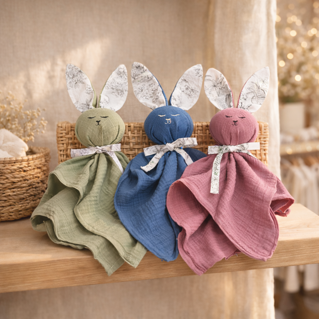 Coffret naissance doudou lapin et anneau de dentition – cadeau bébé | Maison Ernestine