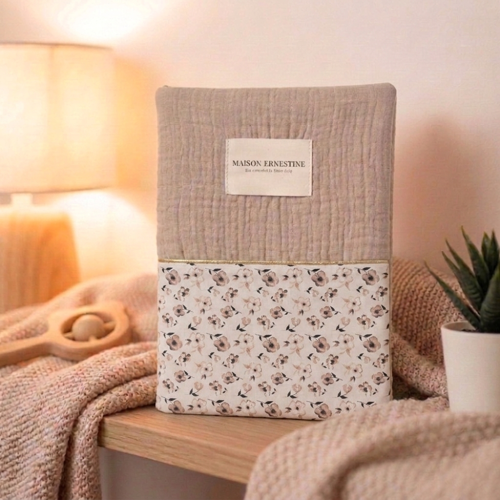 Protège carnet de santé bébé personnalisé- cadeau de naissance artisanal