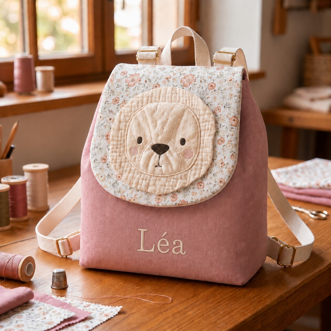 Sac à dos  bébé Lion personnalisable pour la crèche