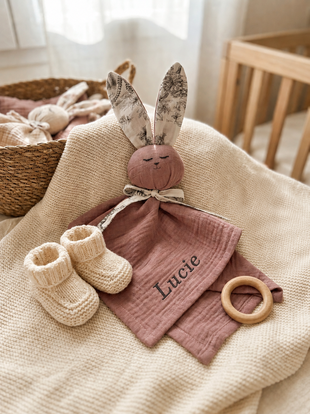 Doudou lapin bébé personnalisable