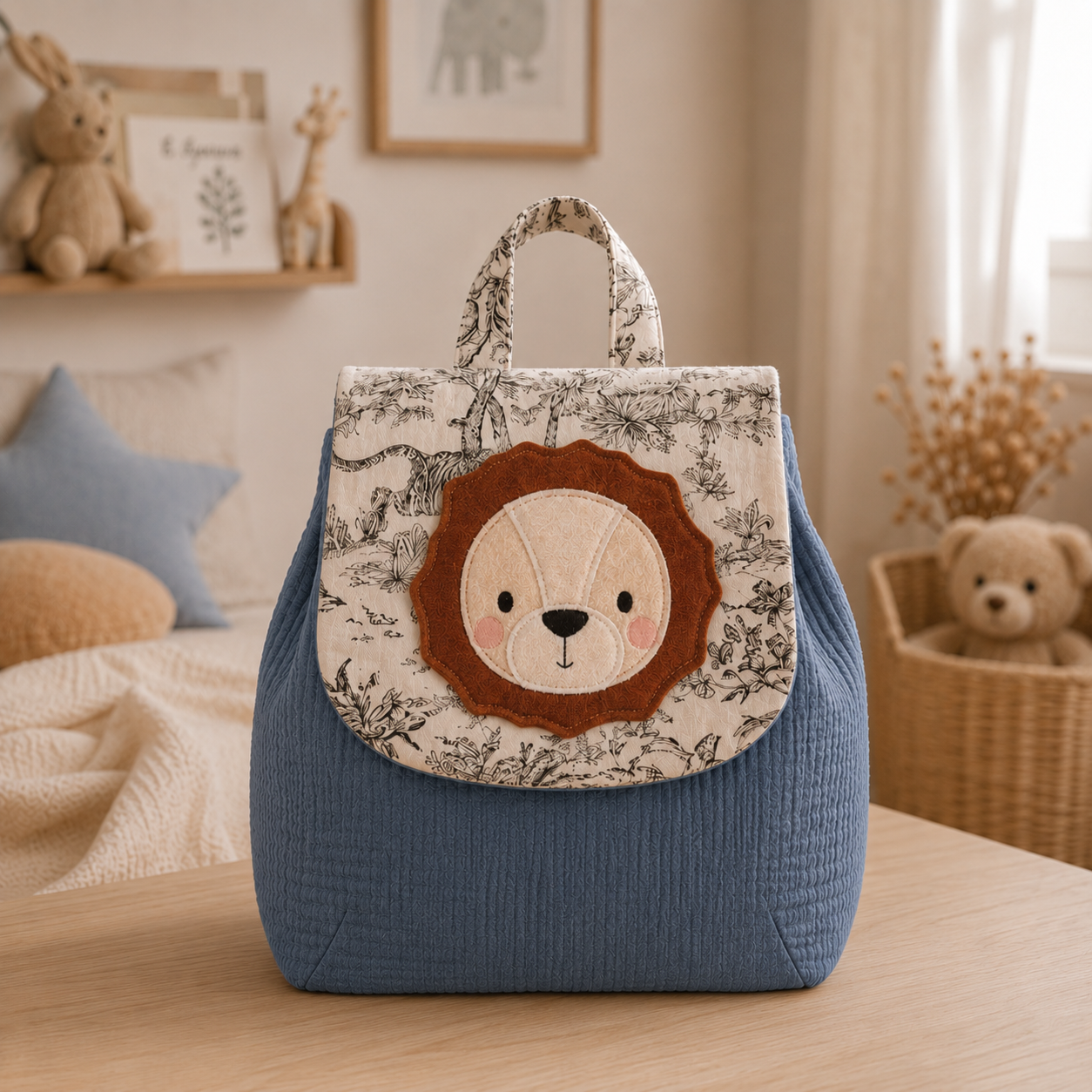 Sac à dos  bébé Lion personnalisable pour la crèche