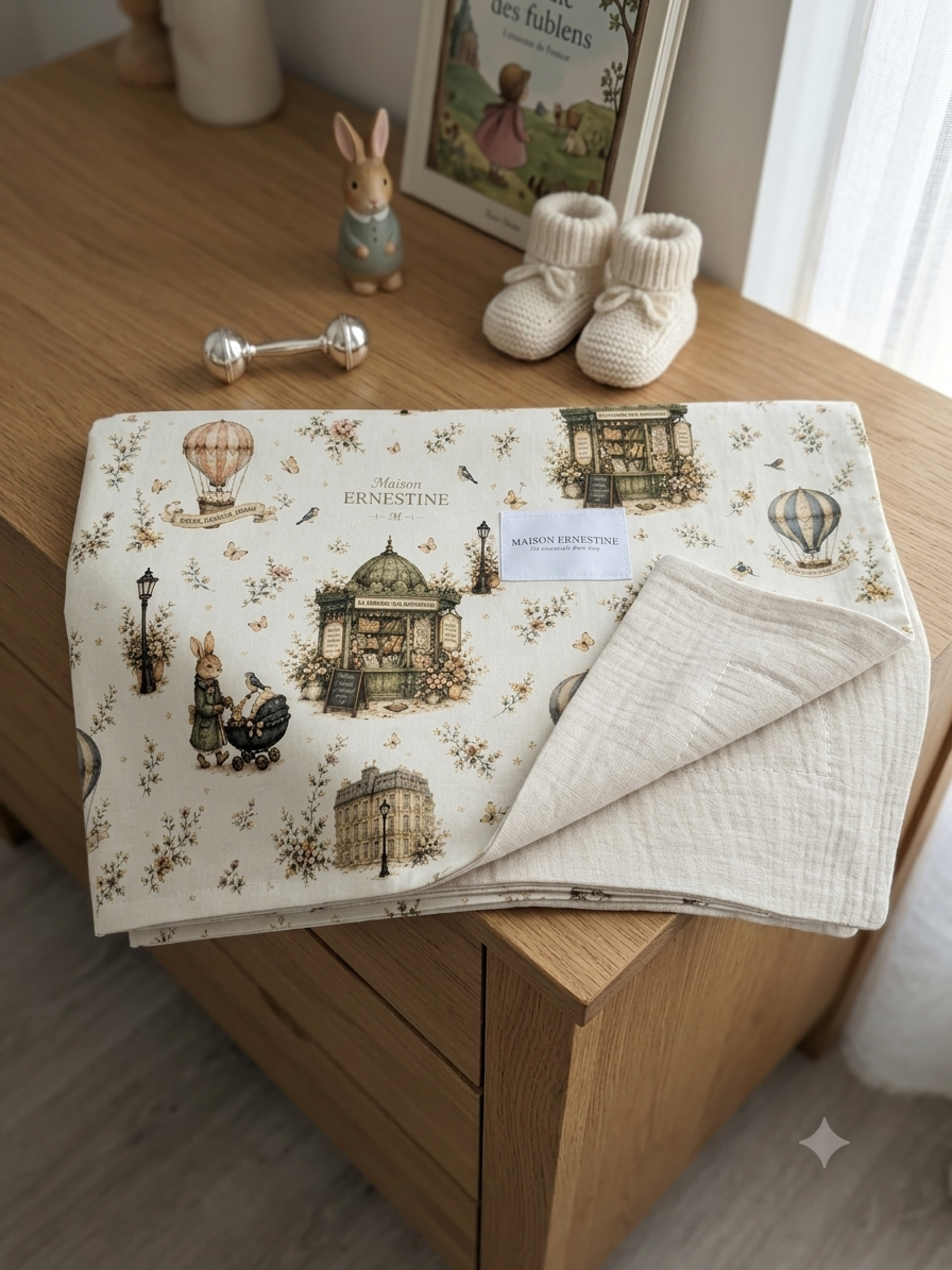Couverture bébé 100 x 75 cm personnalisable Été ou Hiver collection signature kiosque aux merveilles