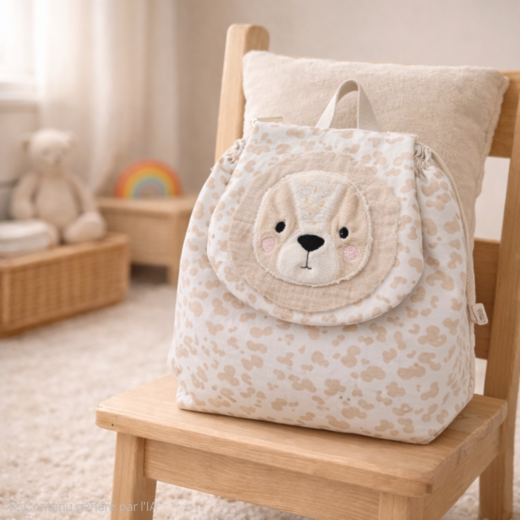 Sac à dos  bébé Lion personnalisable pour la crèche