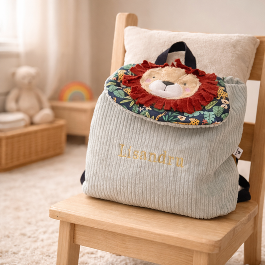 Sac à dos  bébé Lion personnalisable pour la crèche