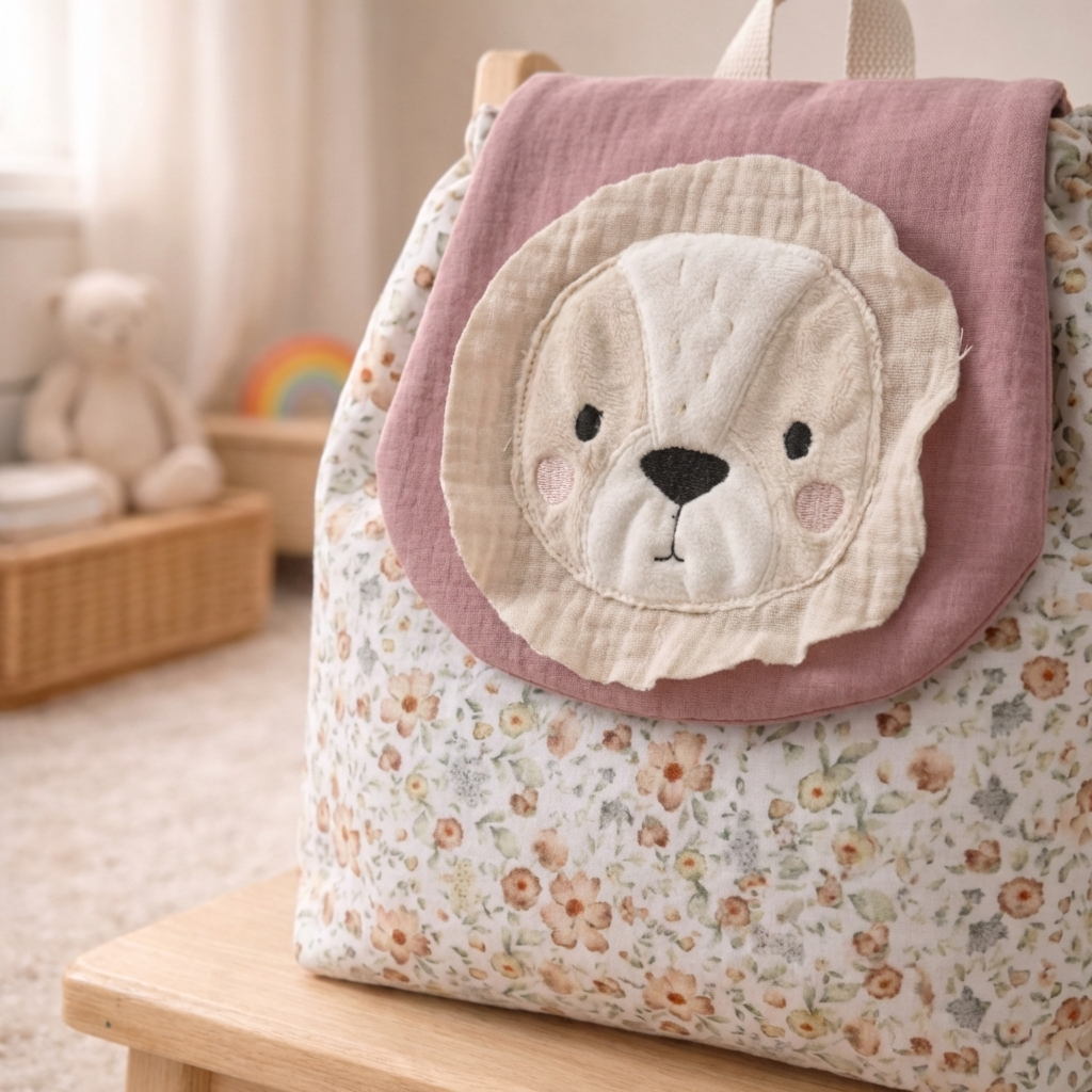 Sac à dos  bébé Lion personnalisable pour la crèche