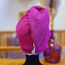 Serviette turban cheveux en éponge bambou et coton absorbante