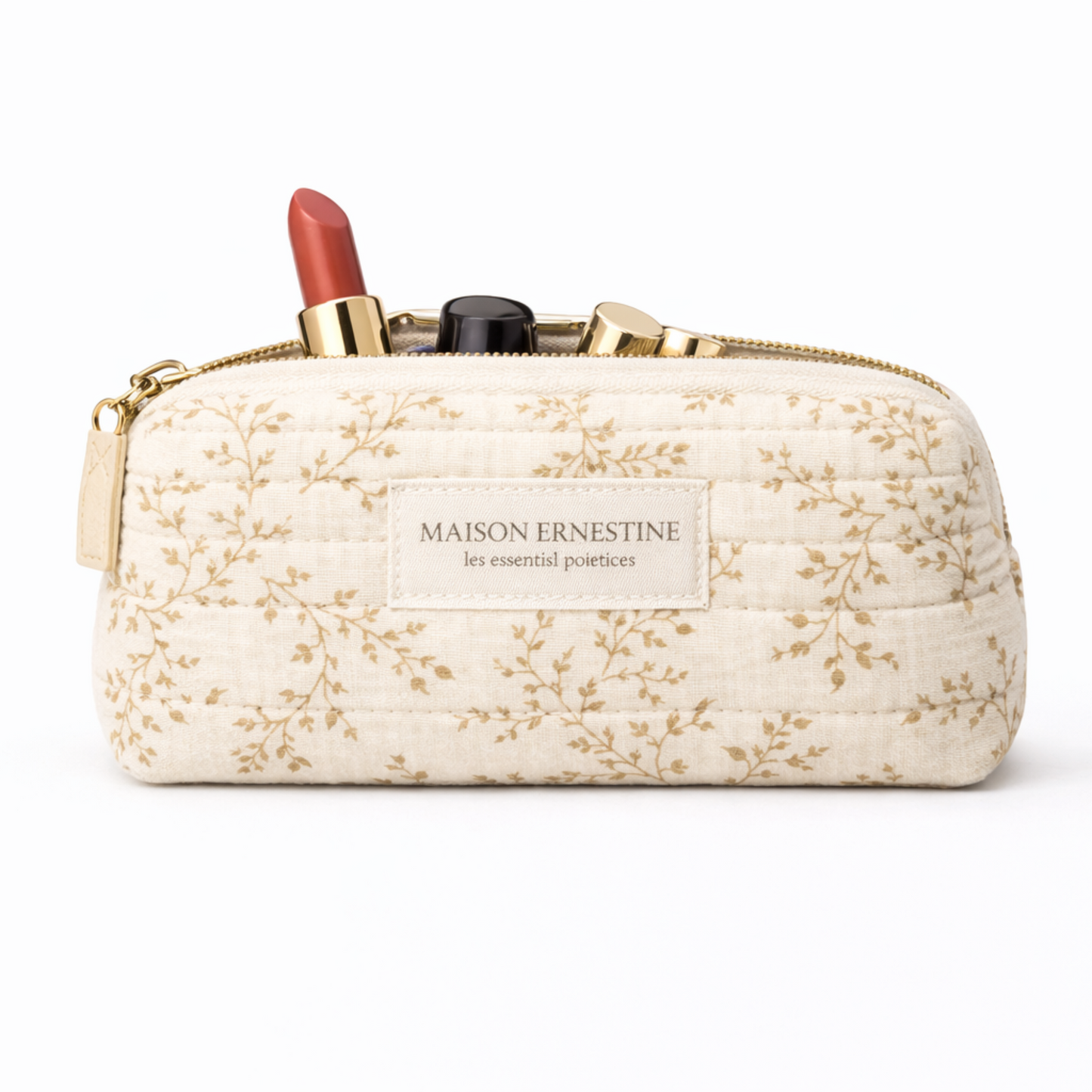 trousse à maquillage petit format en coton oeko-tex et doublure waterproof